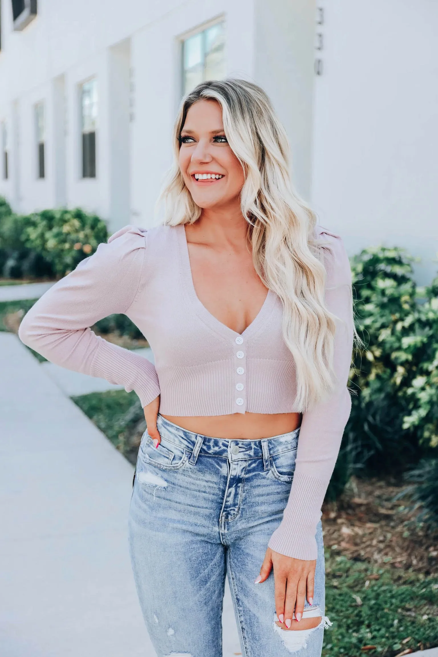 Hello Spring V-Neck Cardigan - Lavender