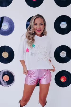 Here For The Party Graphic Top - White