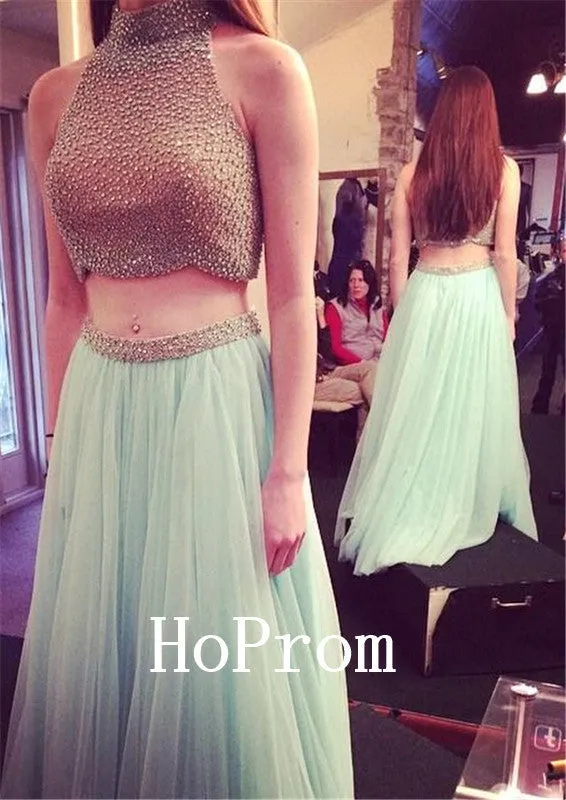 High Neck Prom Dresses,A-Line Prom Dress,Evening Dress