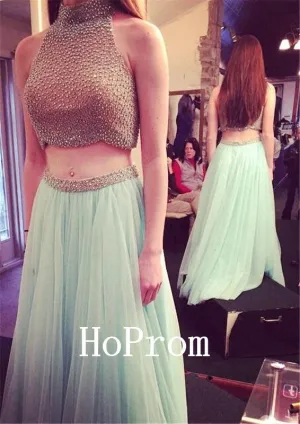 High Neck Prom Dresses,A-Line Prom Dress,Evening Dress