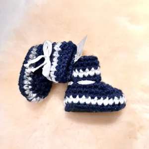 I'm In The Loop Sheepies Baby Booties Navy/Marble