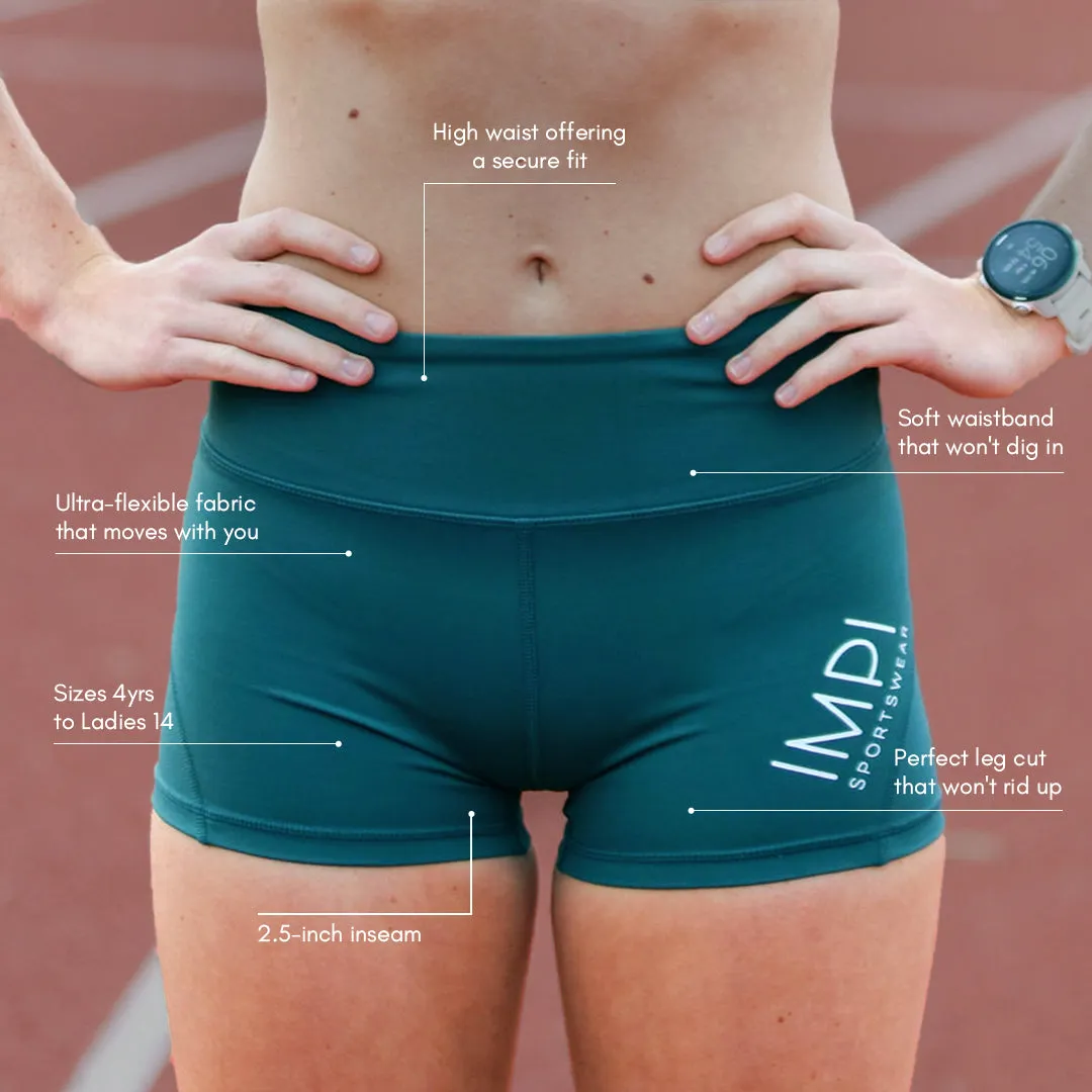 IMPI High Waisted Running Shorts - Evergreen