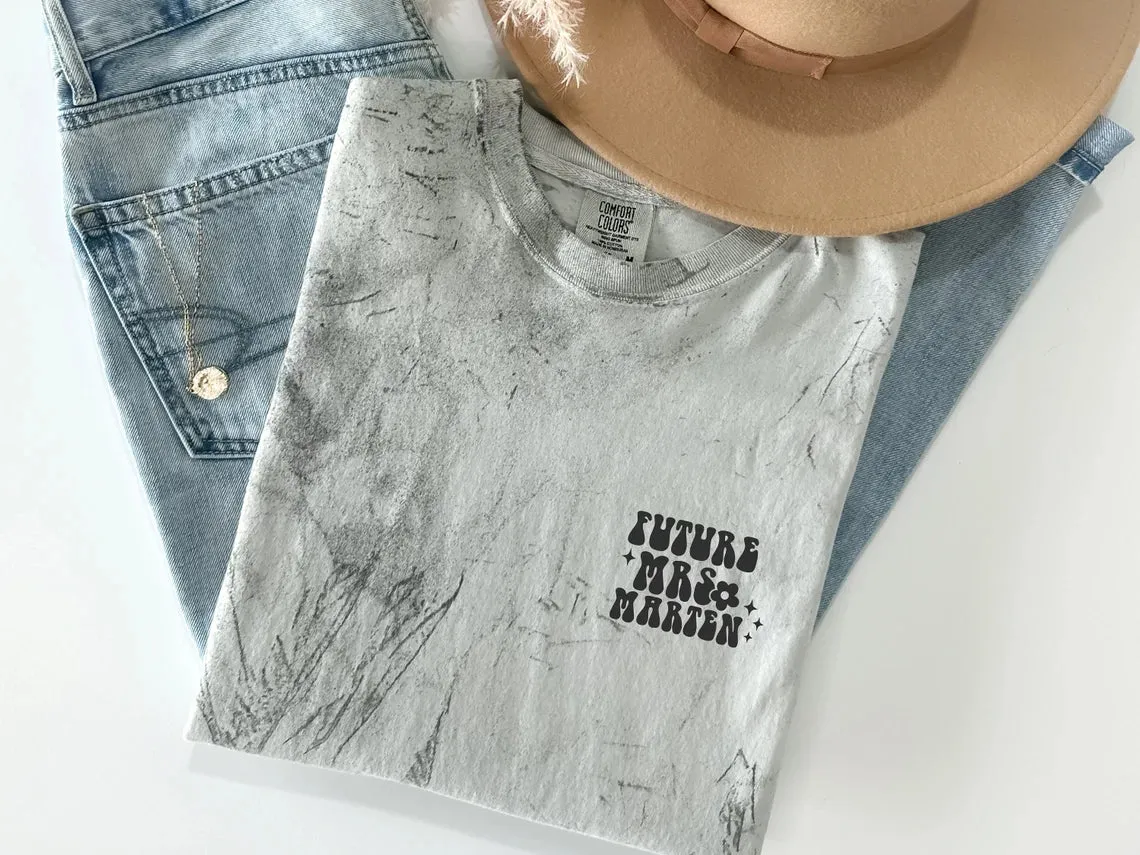 In my Fiancée era. Custom Fiancée Garment dyed T-shirt with print on Front & Back. Personalized Wife Outfit. Engagement Gift. Proposal gift