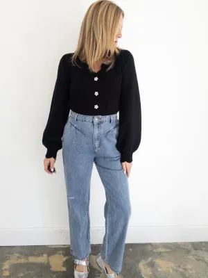 In Step Pleated Straight Leg Jean