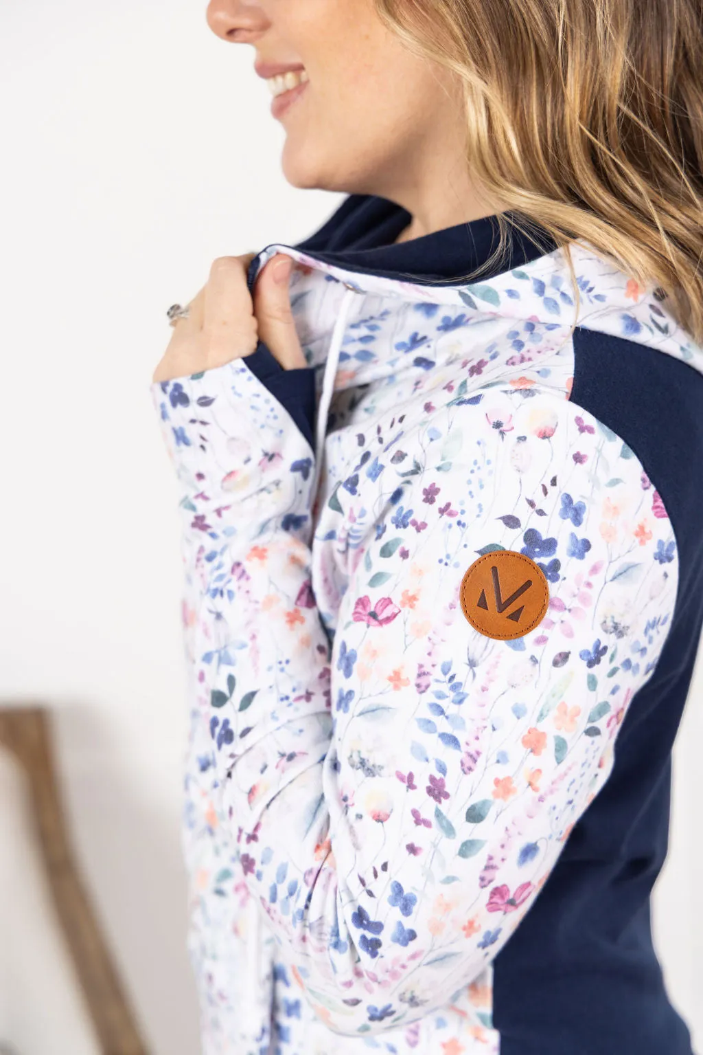IN STOCK HalfZip Hoodie - Floral Paradise and Navy