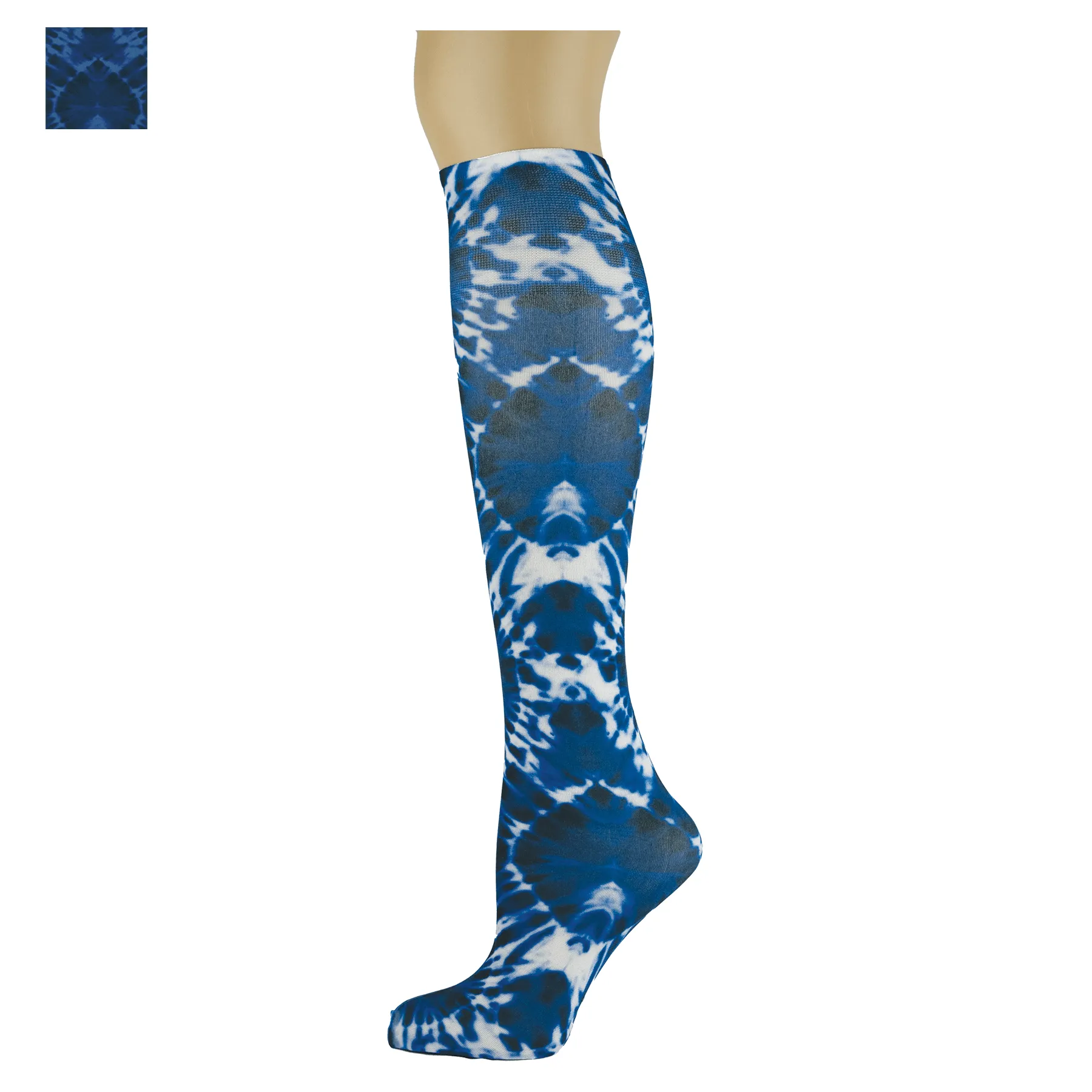 Indigo Tie Dye Adult Knee Highs