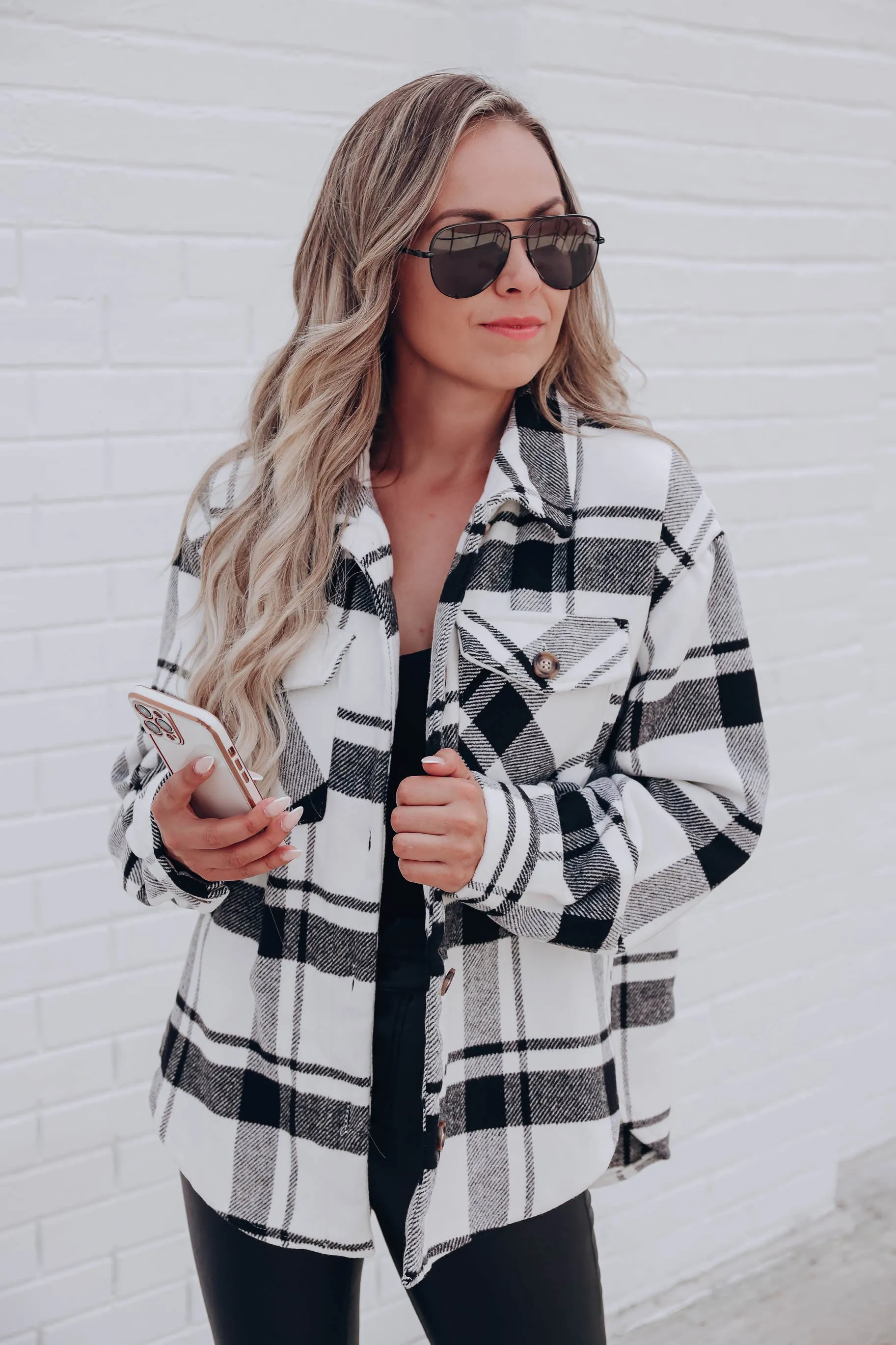 Jadis Plaid Shacket - Black/White