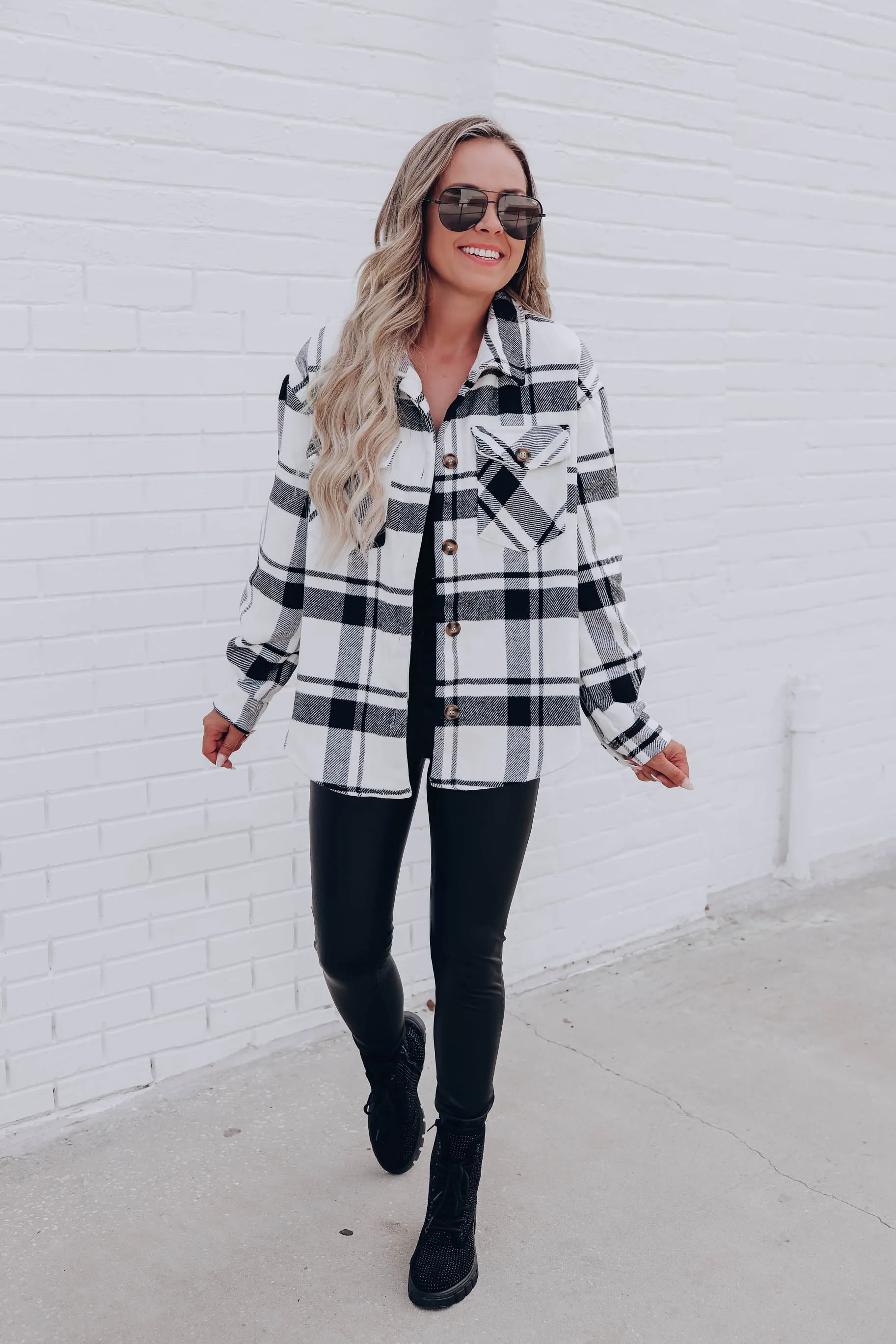 Jadis Plaid Shacket - Black/White