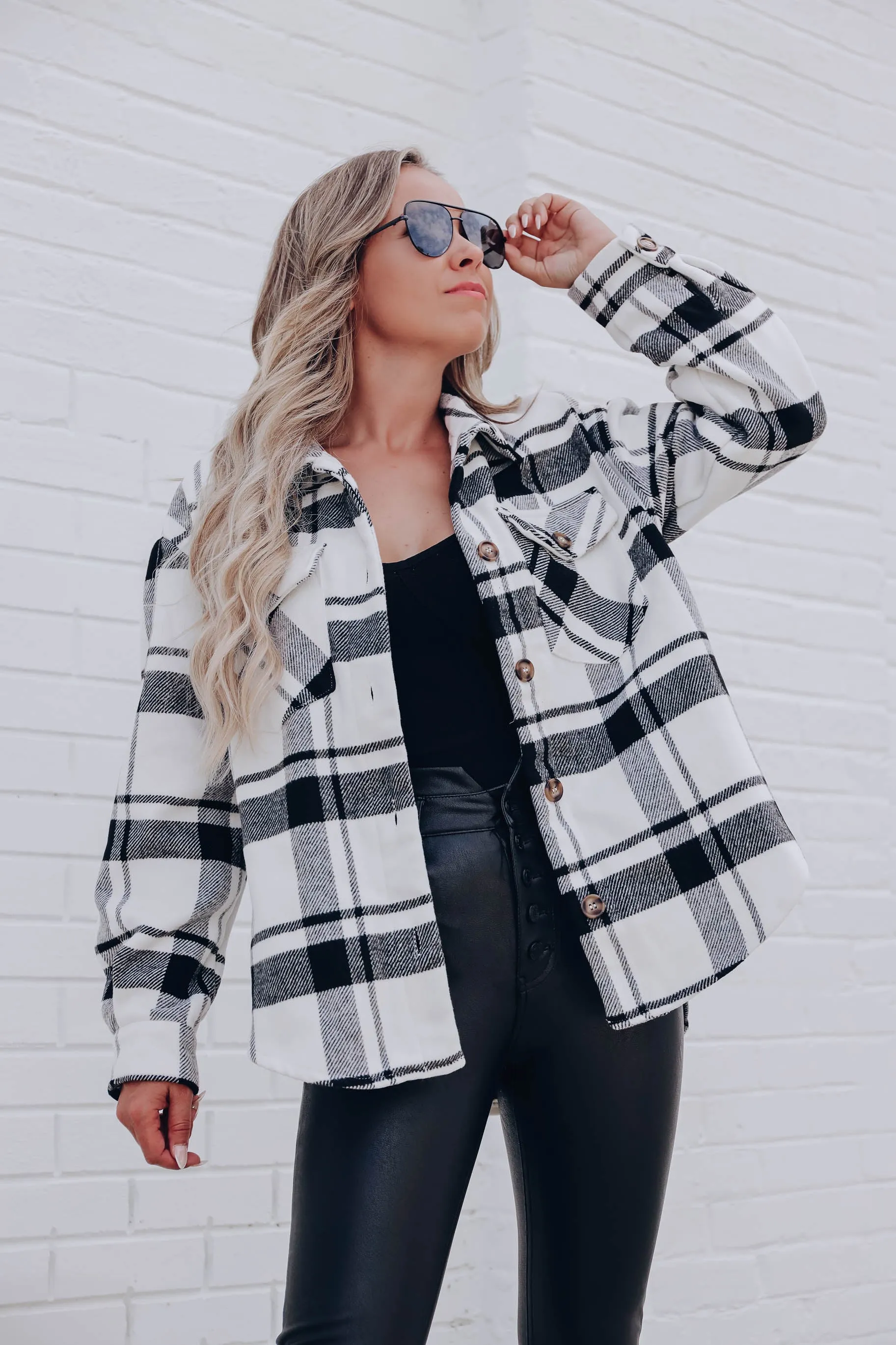Jadis Plaid Shacket - Black/White