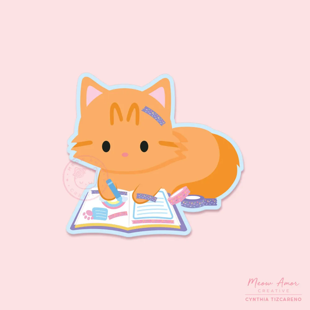 Journaling Kitty Vinyl Sticker