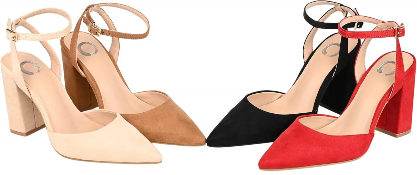 Journee Collection Tyyra Buckle High Block Heel Pointed Toe Pumps Tan Brown 7M