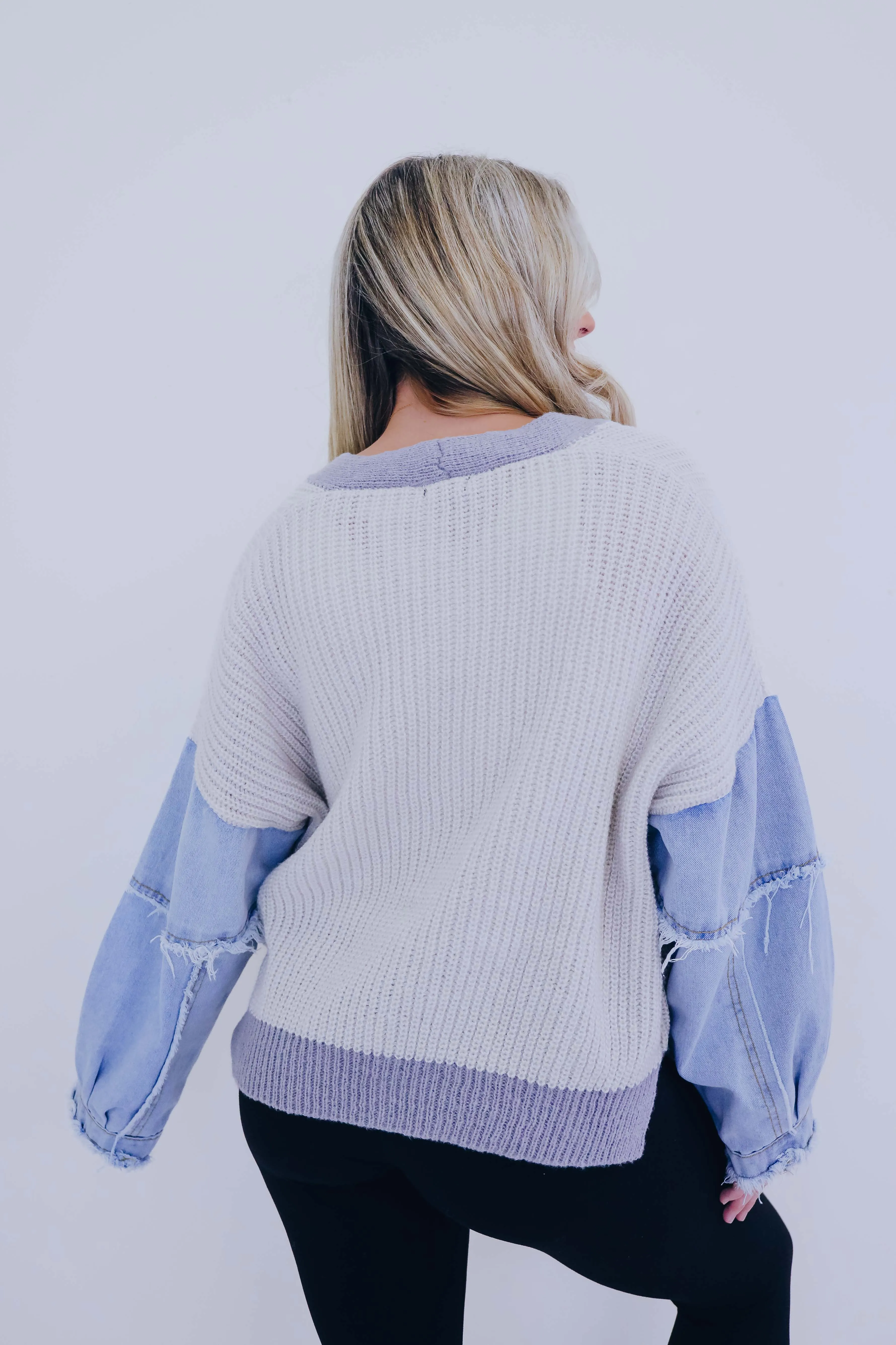Kalie Knit and Denim Button Front Cardigan- 2 Colors