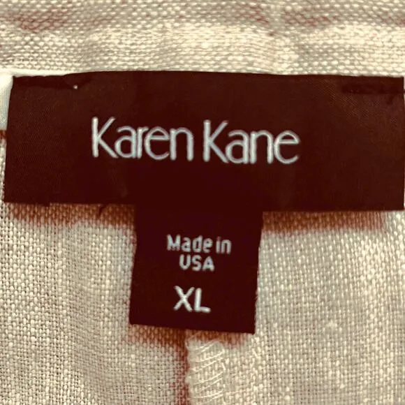 Karen Kane High Waisted Zip Fly Pleated Shorts Linen Oatmeal Womens Size XL NWT