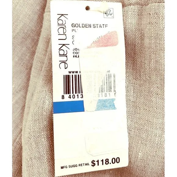 Karen Kane High Waisted Zip Fly Pleated Shorts Linen Oatmeal Womens Size XL NWT