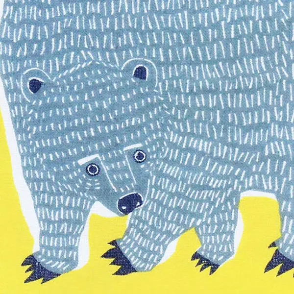 Kata Kata  soft towel 100% cotton - Bear & Bird Yellow   25 x 25 cm