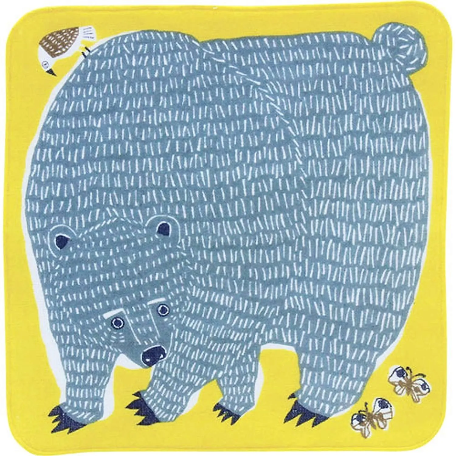 Kata Kata  soft towel 100% cotton - Bear & Bird Yellow   25 x 25 cm