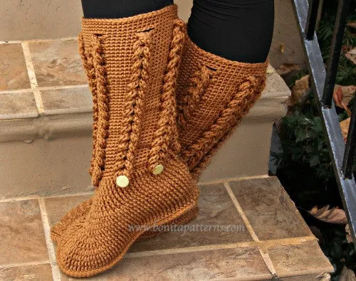 Knit- Look Braid Stitch Long Boots (Adult Sizes)