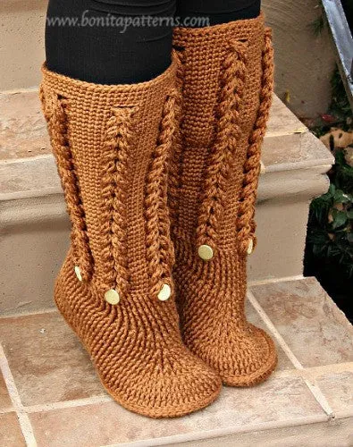 Knit- Look Braid Stitch Long Boots (Adult Sizes)