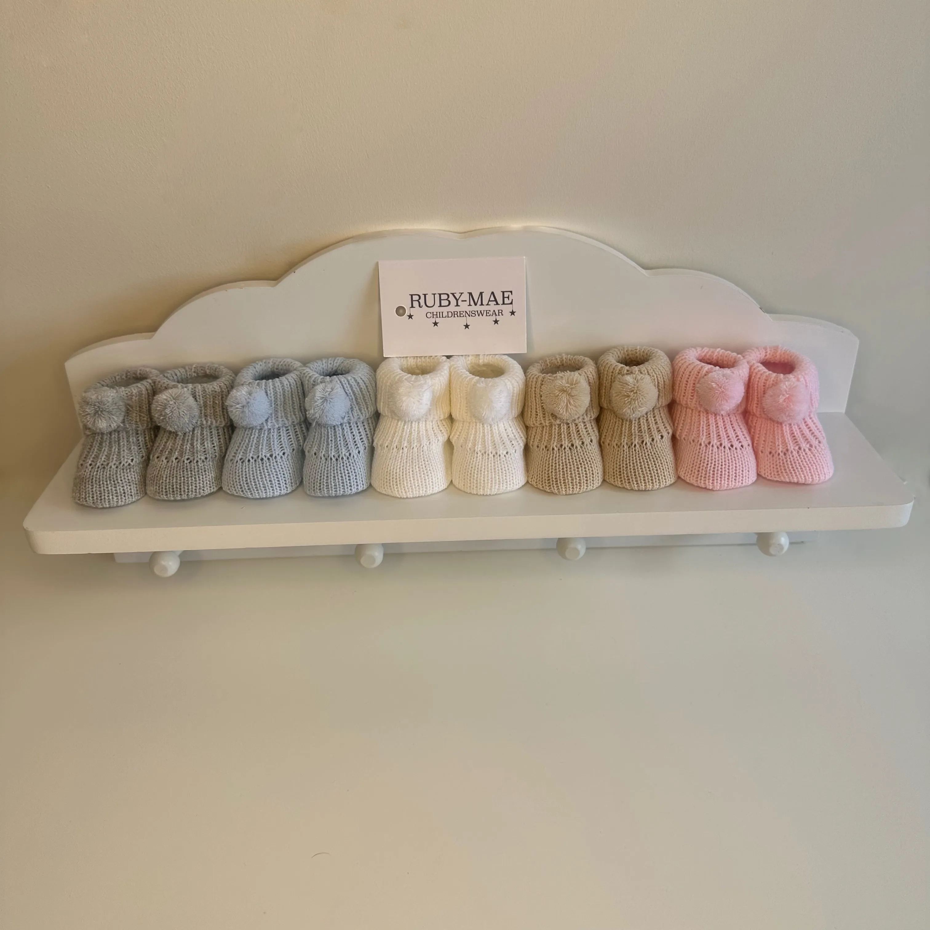 Knitted Pom Pom Booties
