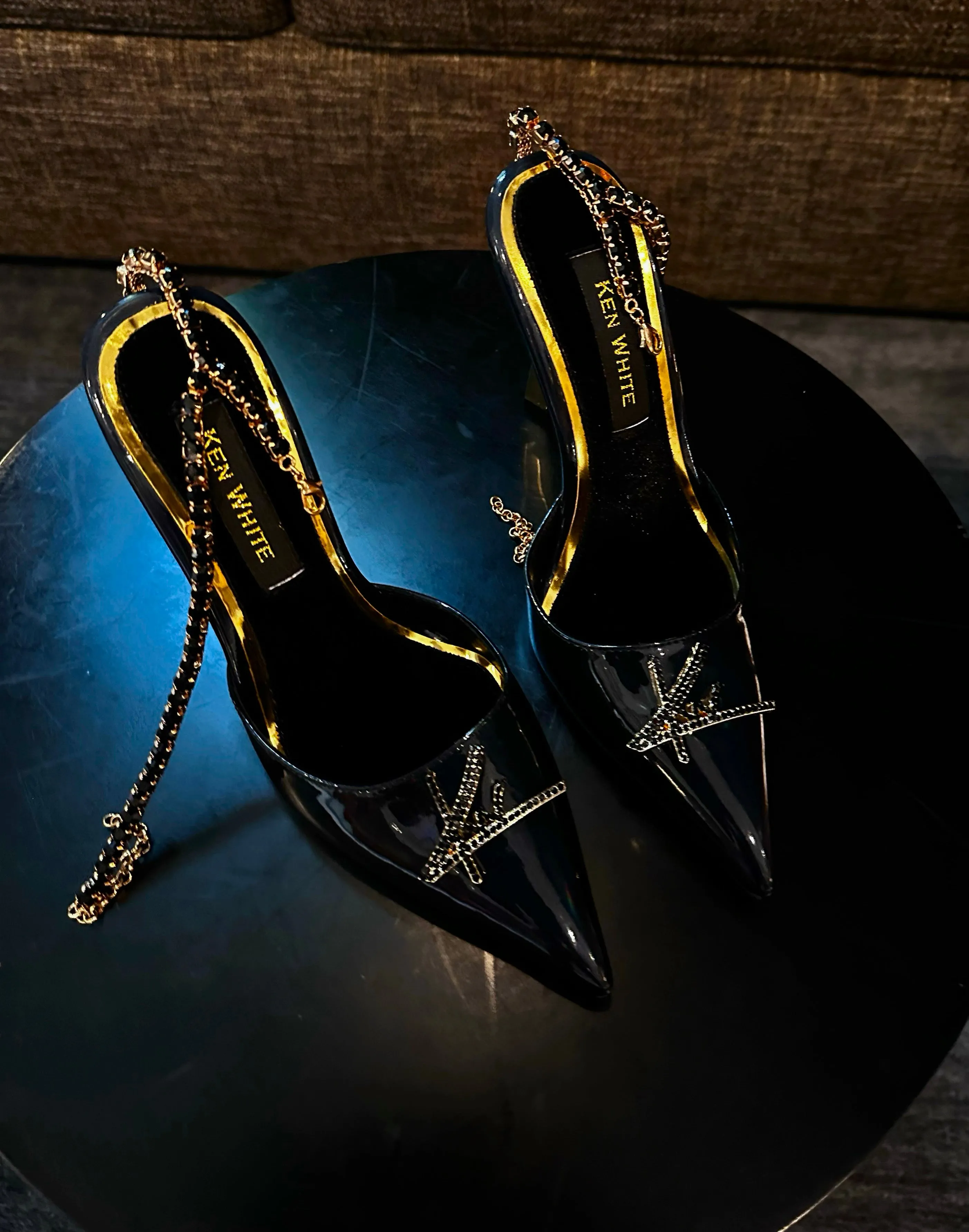 KW Crystal Metallic Pumps in Black