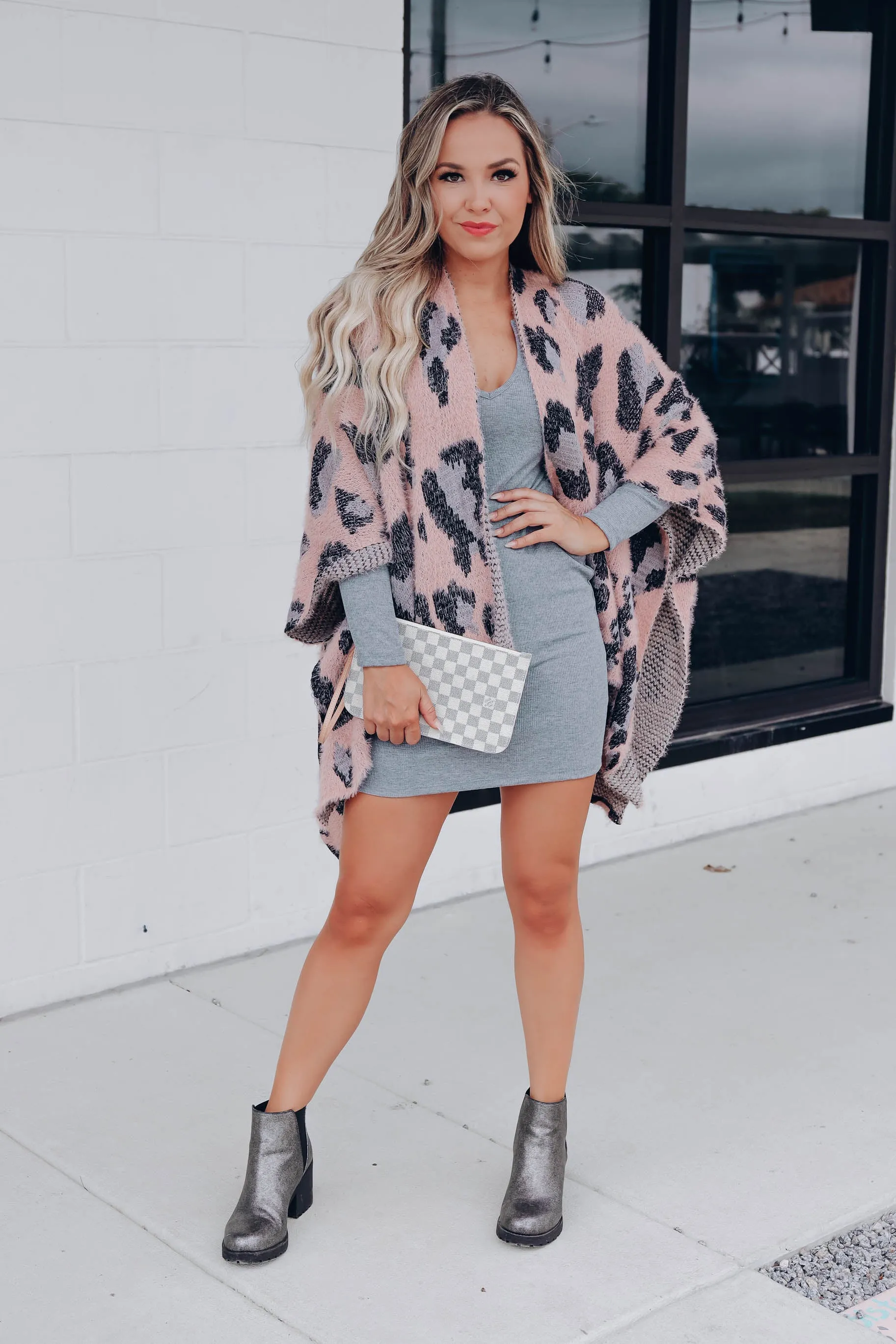 Luling Plush Leopard Kimono - Blush