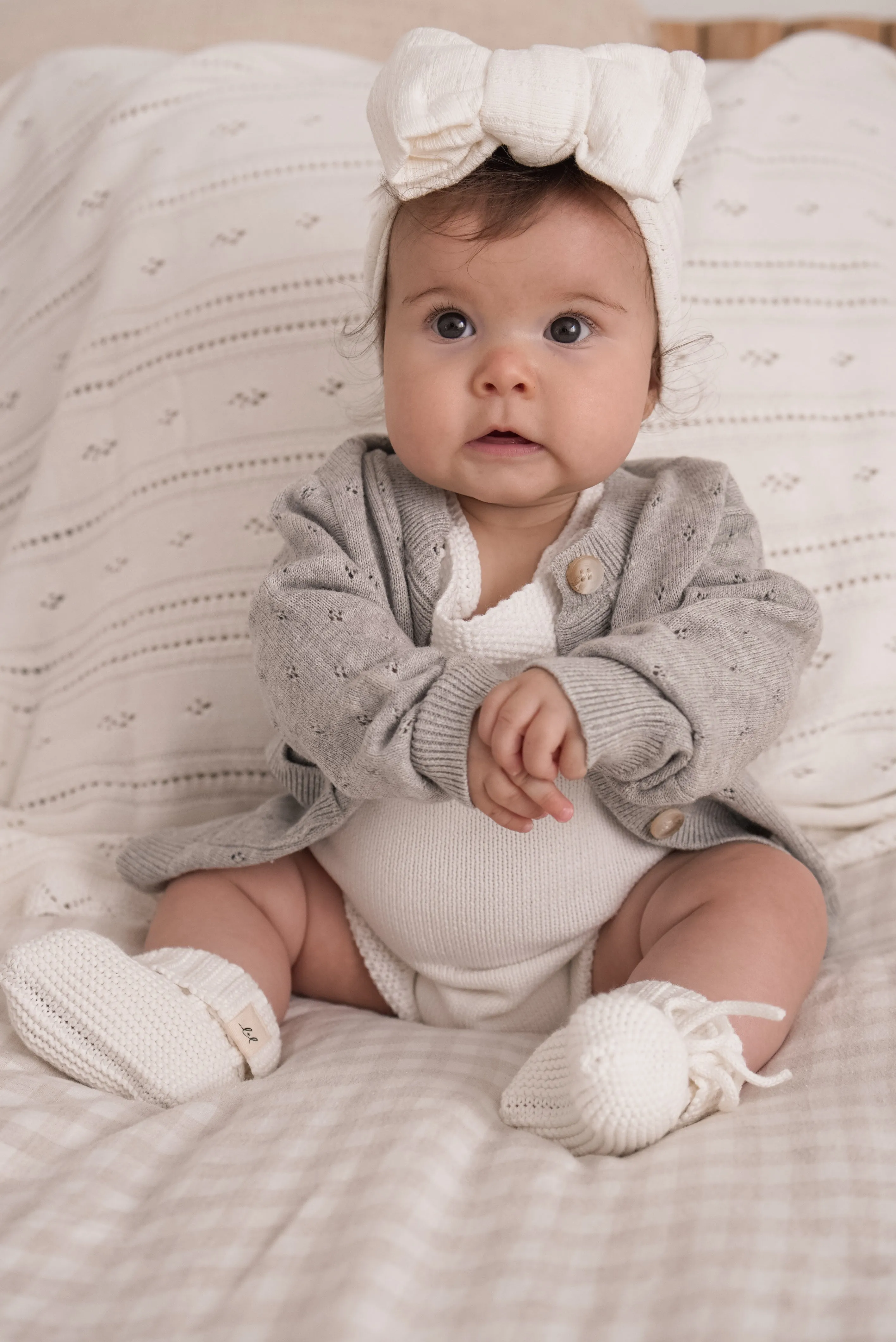 Luna   Luca Organic Booties - White