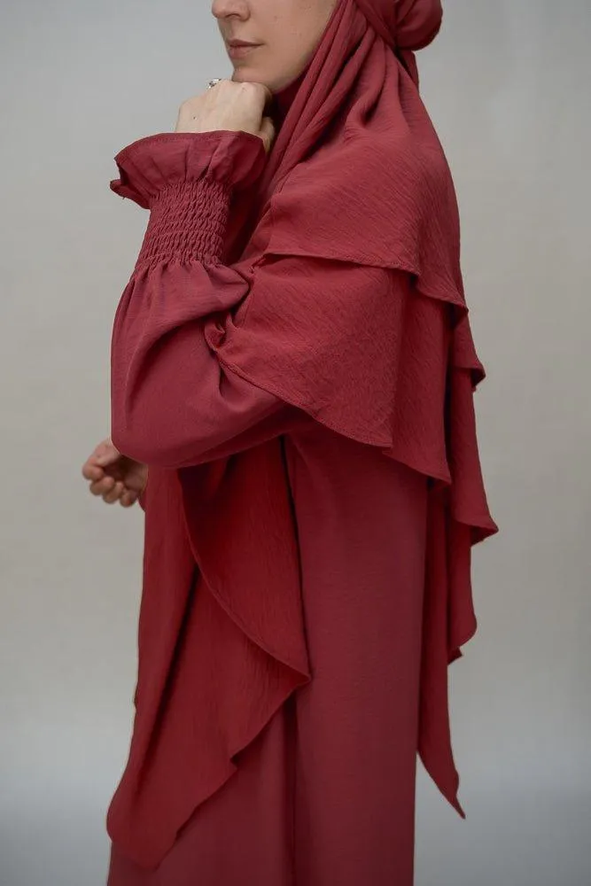 Maroon Two layer khimar niqab feature