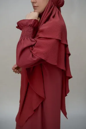 Maroon Two layer khimar niqab feature