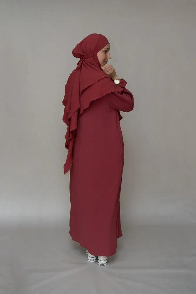 Maroon Two layer khimar niqab feature