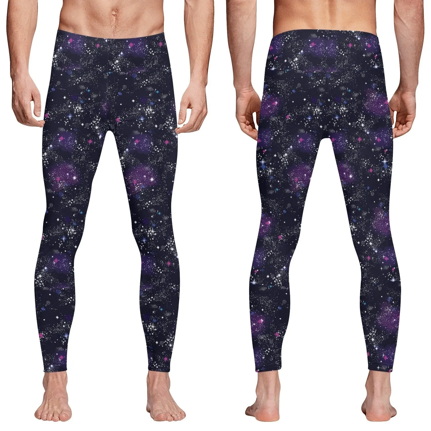 Mens Galaxy All Over Print Sports Leggings & Running Tights