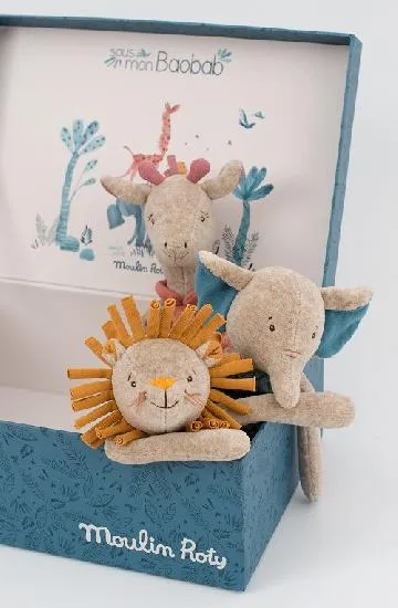 Moulin Roty Sous Mon Baobab - Lion Rattle Soft Toy