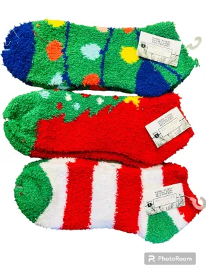 NEW 3 Pair Christmas Children's Cozy Socks Fits 5-10 Yrs