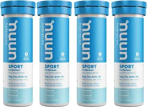 New Nuun Sport: Electrolyte Drink Tablets, Box of 4 Tubes (40 servings), Tropical, Electrolyte Hydration Supplement