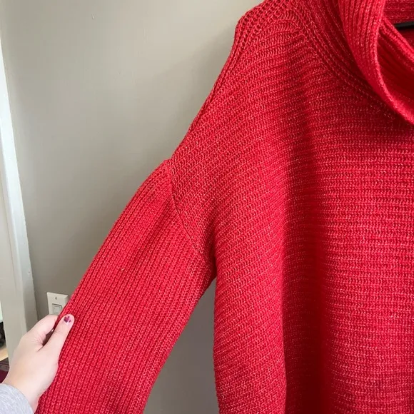 NWT Anthropologie PILCRO Knit Cowl Neck Ribbed Sweater Red Size 2X