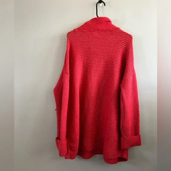 NWT Anthropologie PILCRO Knit Cowl Neck Ribbed Sweater Red Size 2X