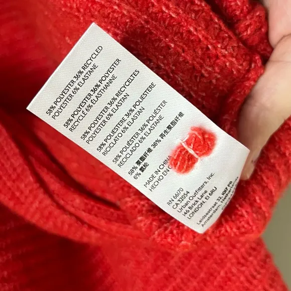 NWT Anthropologie PILCRO Knit Cowl Neck Ribbed Sweater Red Size 2X