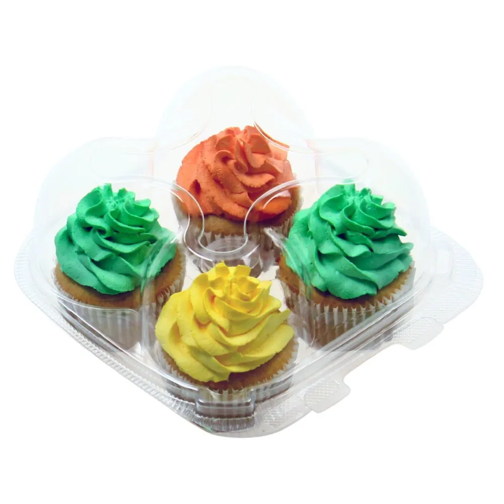 OccasionWise Clear Cupcake Boxes with 4 Compartments | Durable Large Cup Cake Container/Holder to Keep Your Cupcakes or Muffins Delicious and Fresh Longer (25 Pack)