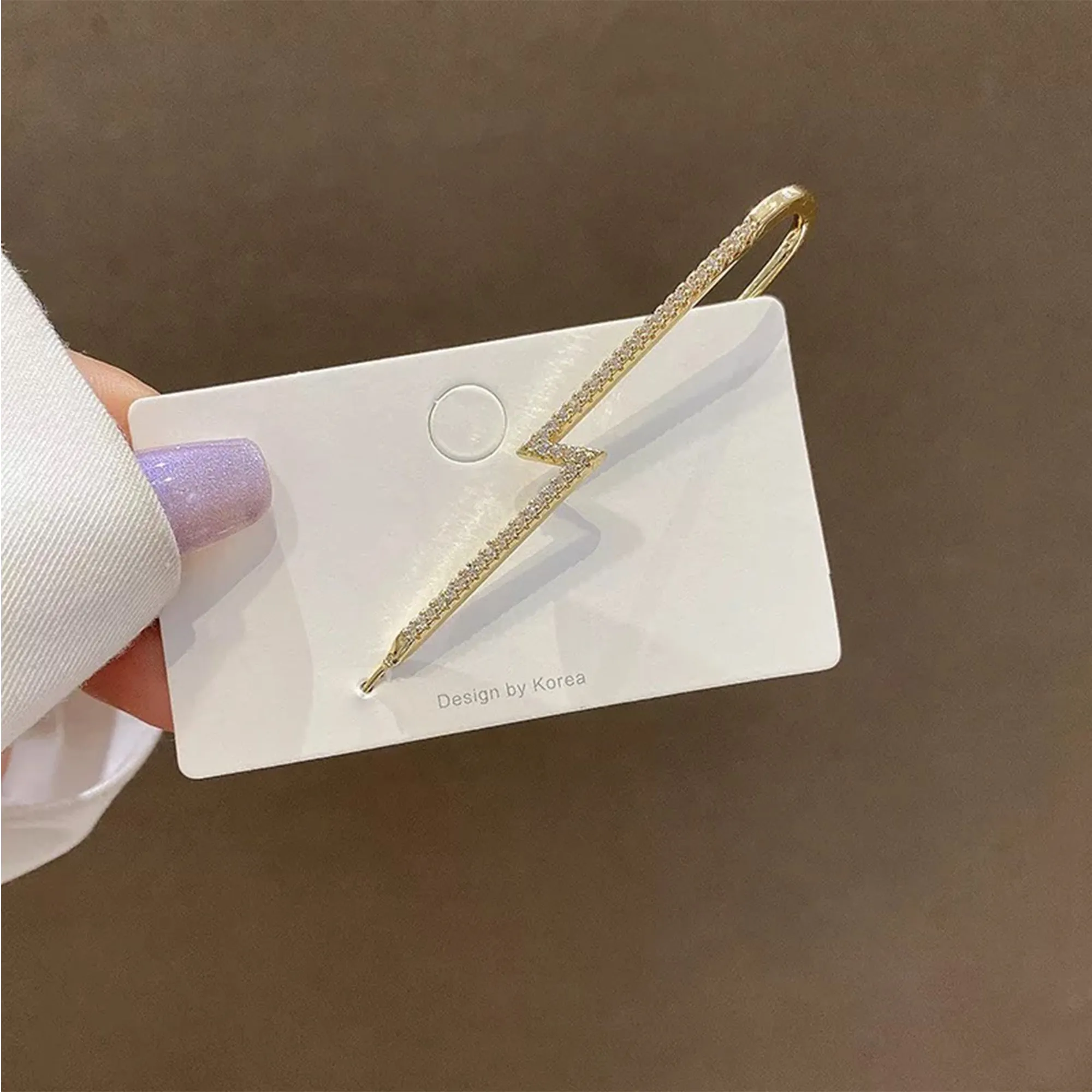 Pack Of 2 Zircon Studded And Thunderbolt Ear Cuff