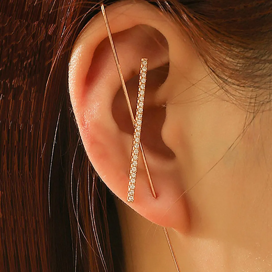 Pack Of 3 Studded Cross And Thunderbolt Ear Cuff