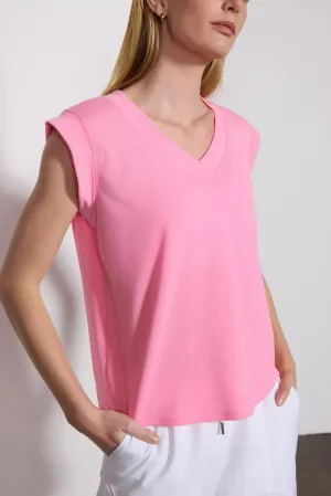 Performance Knit V-Neck Tee - Sachet Pink