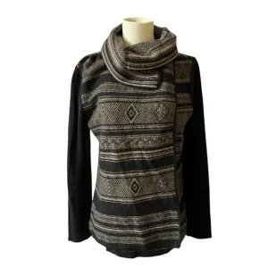 PERUVIAN CONNECTION ALPACA WOOL STRIPED WRAP CARDIGAN AZTEC SOUTHWESTERN BOHO S
