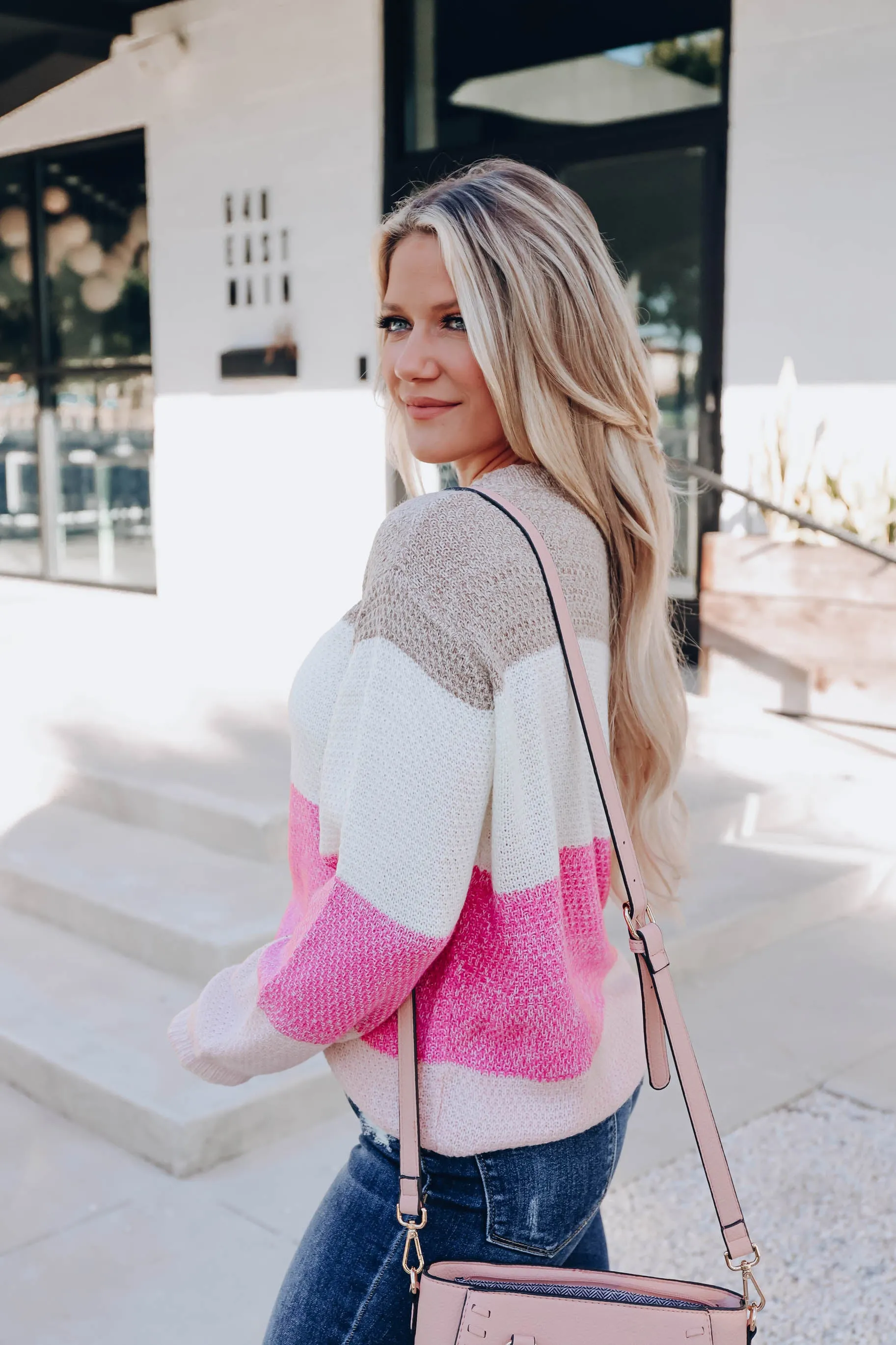 Precious Color Block Sweater - Pink