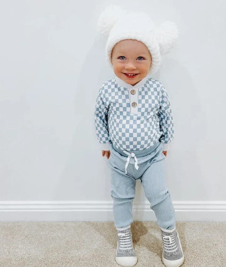 Ribbed Checkered Set | Blue