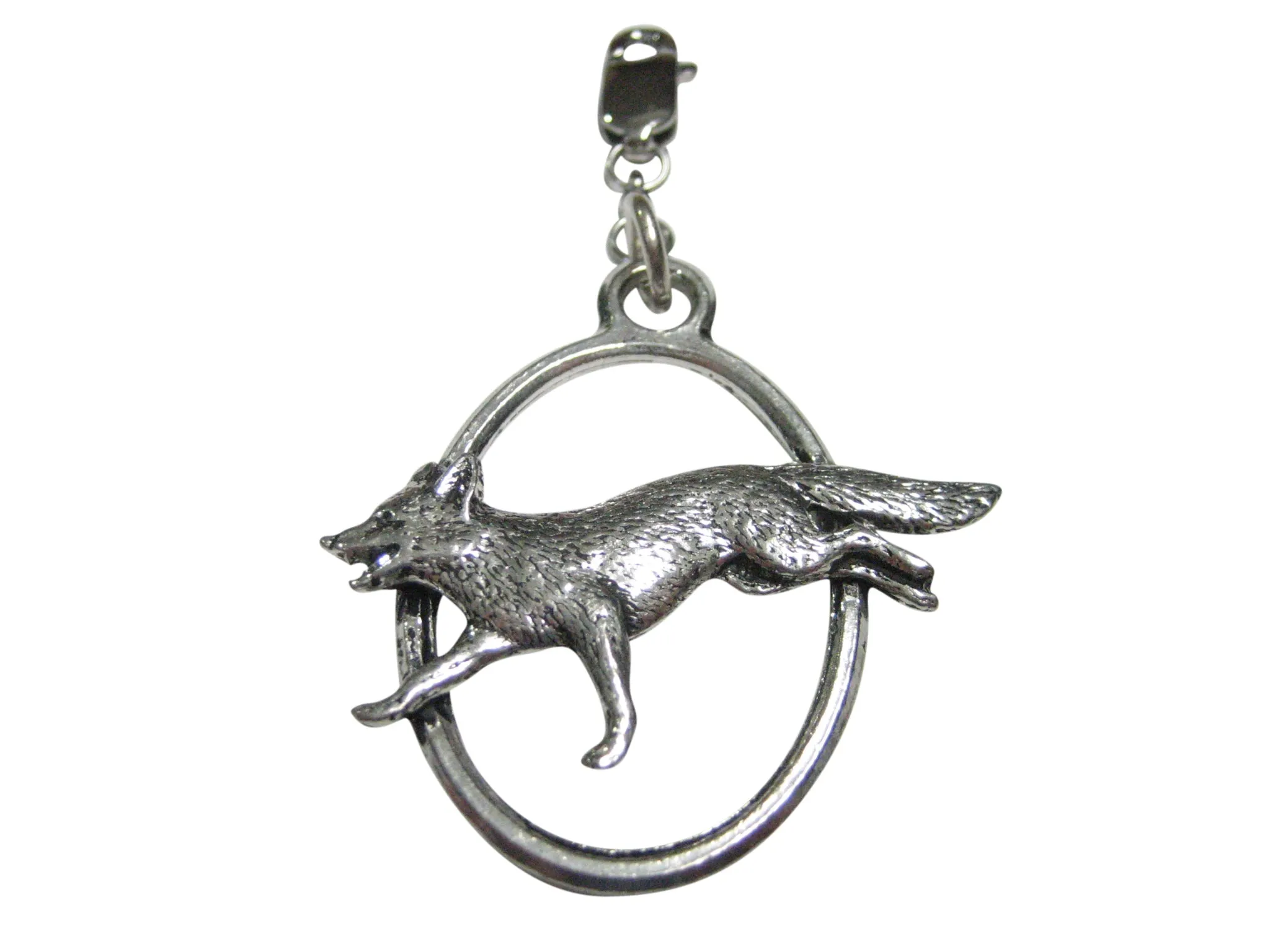 Running Fox Large Oval Pendant Zipper Pull Charm