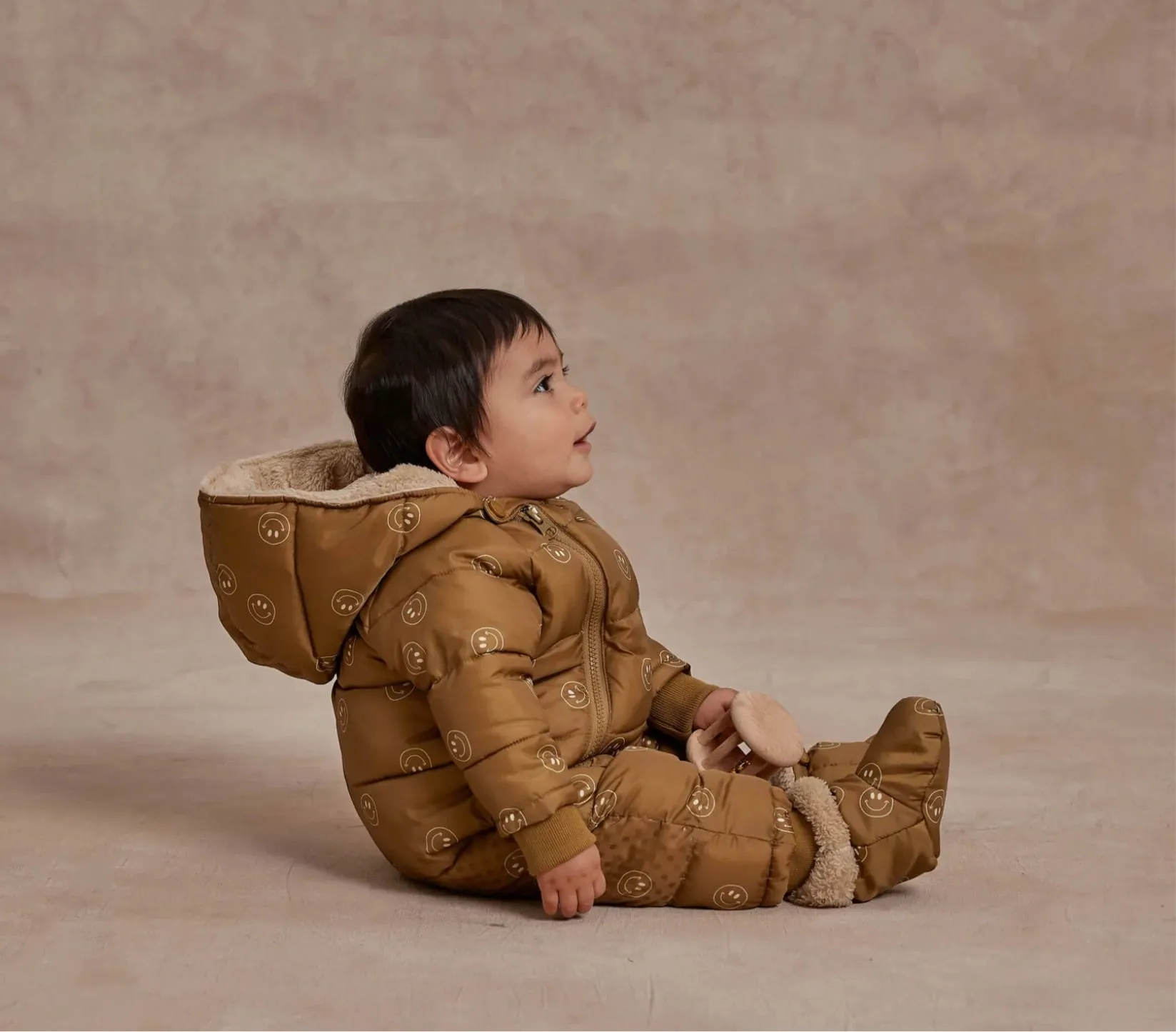 Rylee and Cru Smiley Snowsuit in Chartreuse Brown : Size 6/12M to 18/24M