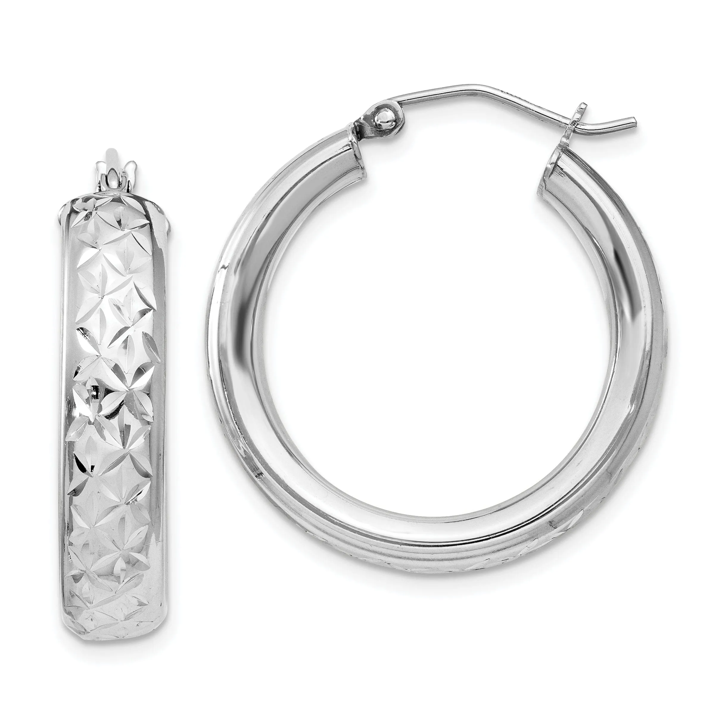 Silver D.C Hollow Hinged Back Hoop Earrings