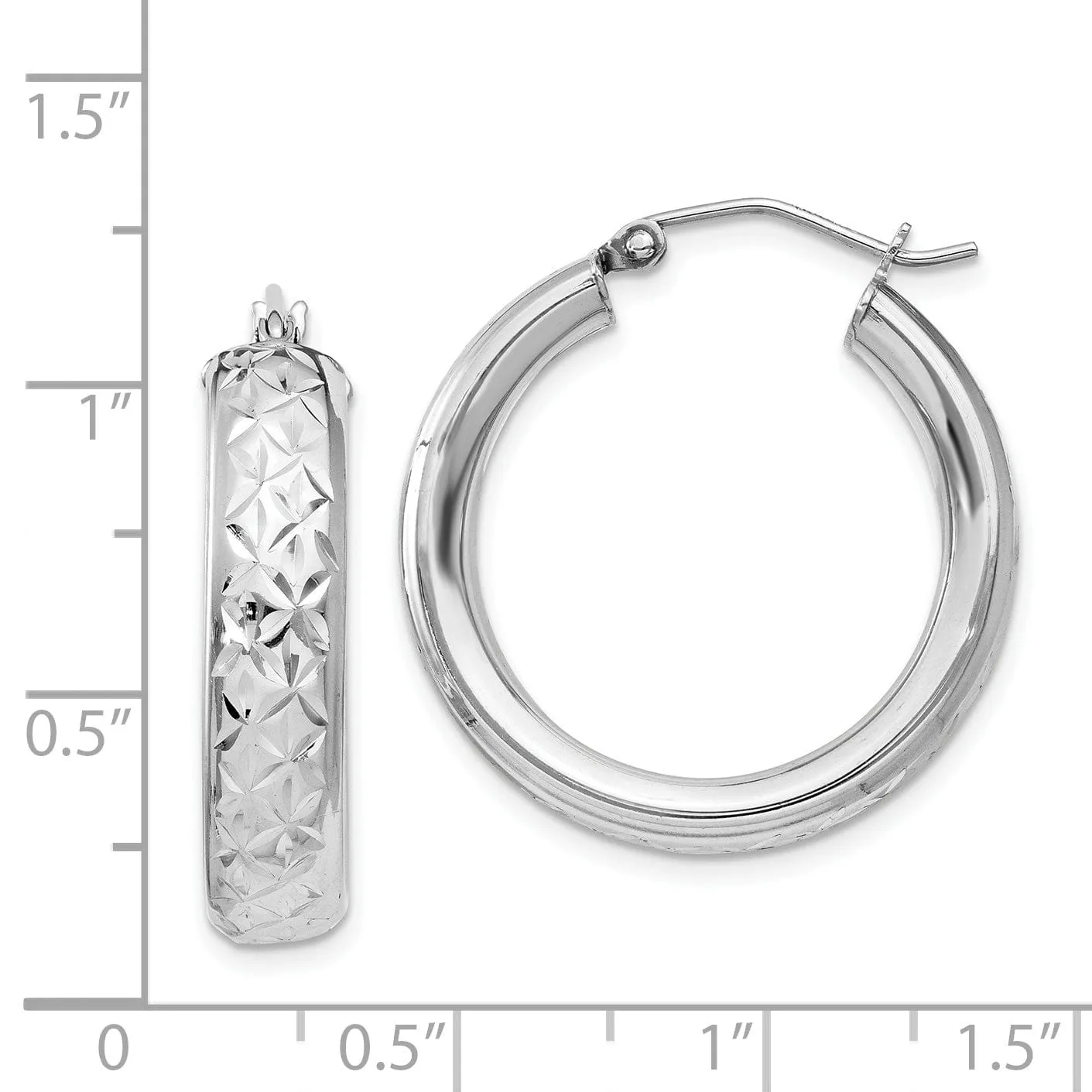 Silver D.C Hollow Hinged Back Hoop Earrings