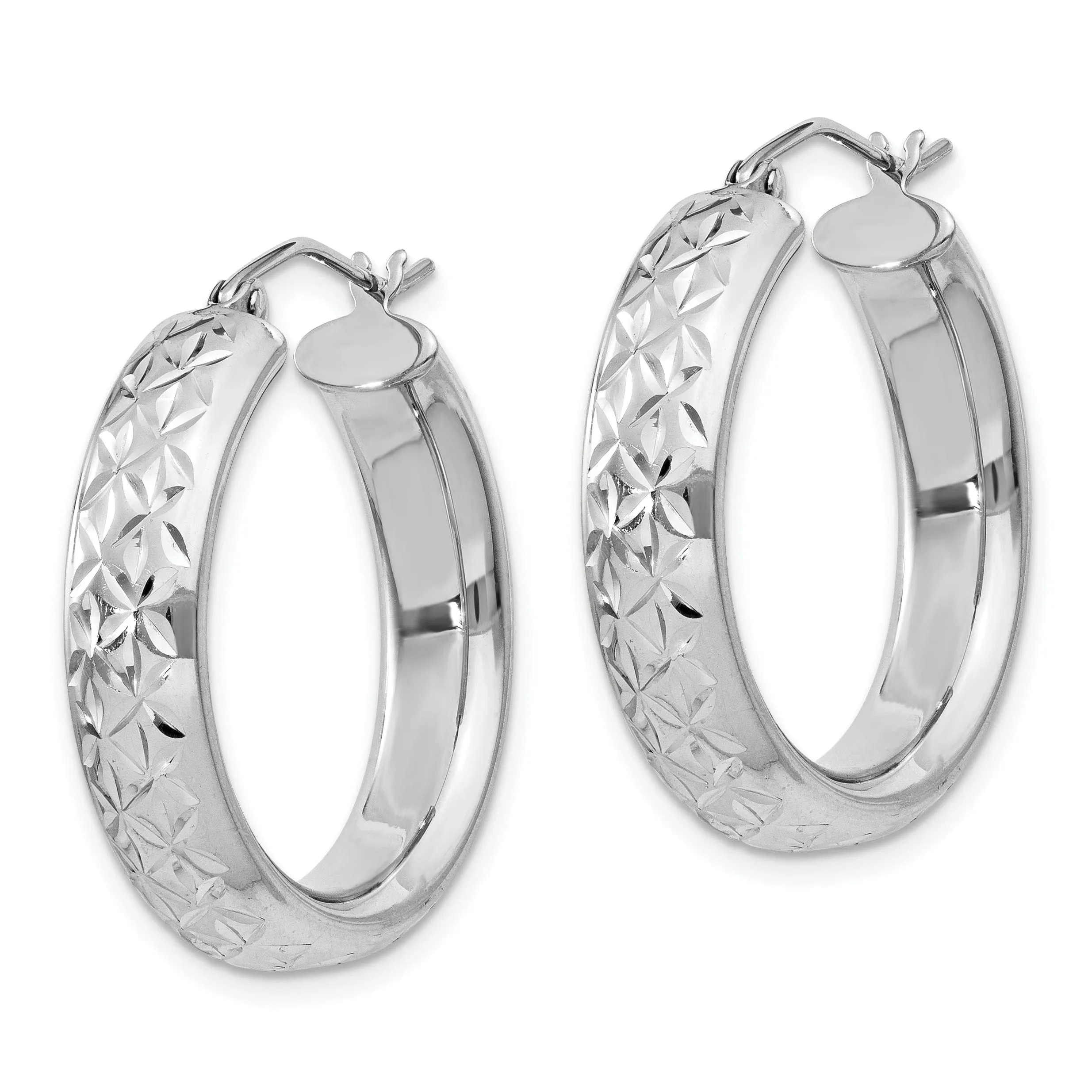 Silver D.C Hollow Hinged Back Hoop Earrings