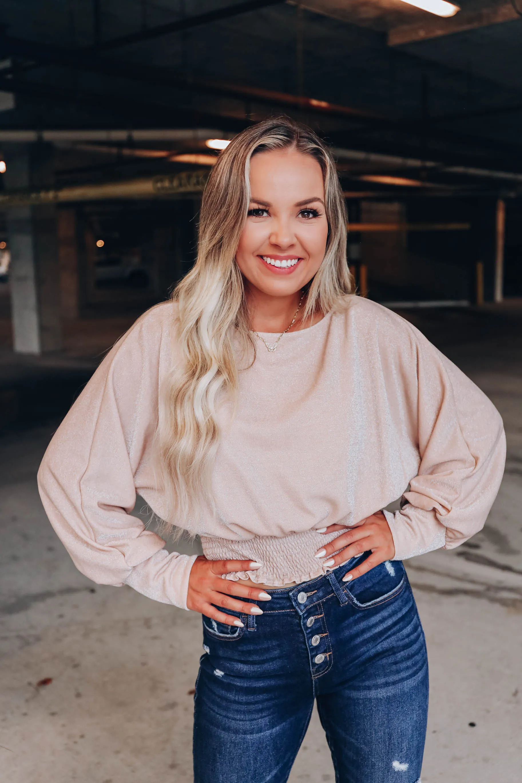 Soulful Shimmer Smocked Crop Top