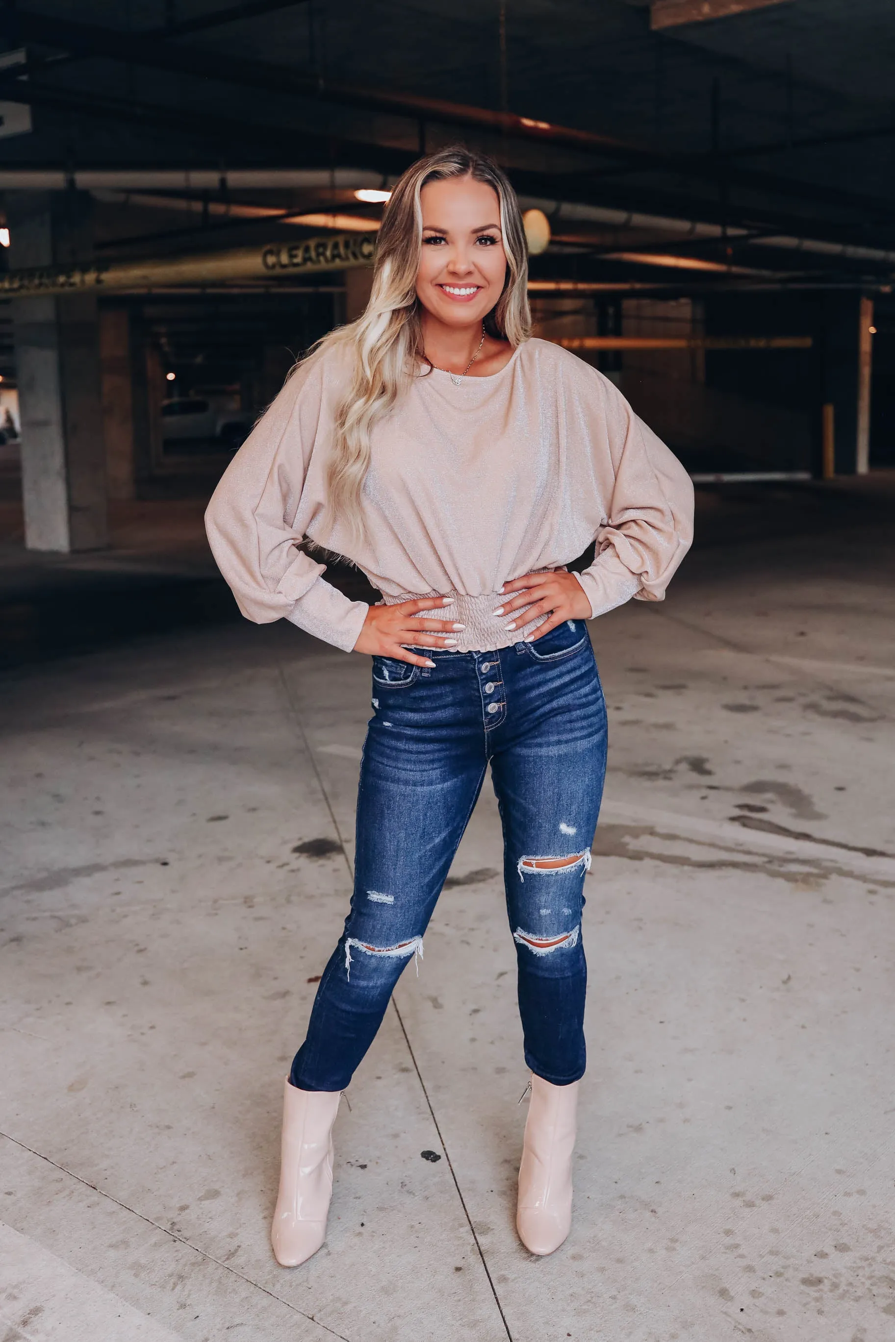 Soulful Shimmer Smocked Crop Top